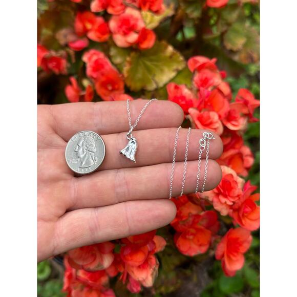 Sterling Silver Oxidized Halloween Ghost Necklace - Picture 3 of 5